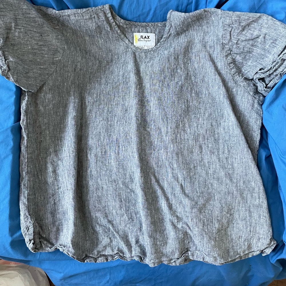 Flax short sleeve top, medium, gray